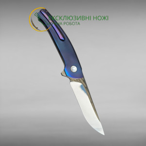 СИНІЙ ПТАХ авторський складаний ніж ручної роботи Androshchuk Knives, сталь S125V, 65 HRC